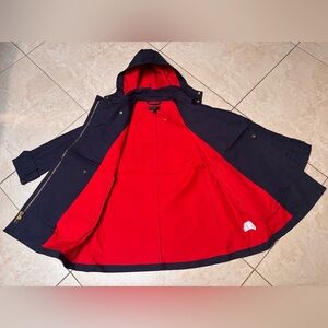 J. Crew Navy Coat with Red Interior